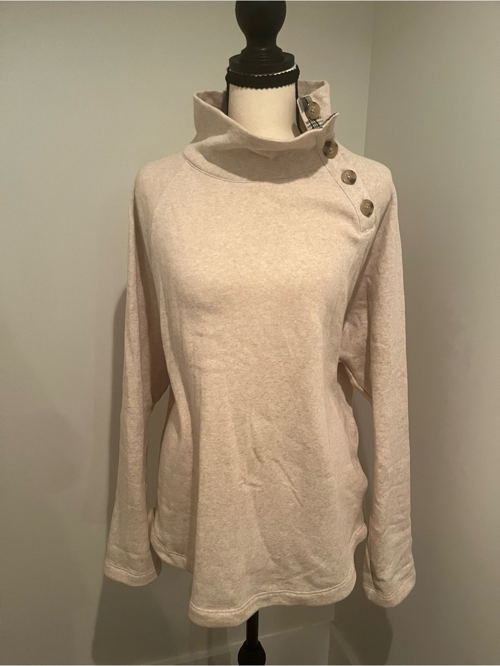 J. Crew Cream Button-Shoulder Turtleneck pullover